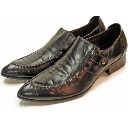 Encore By Fiesso Black With Strap Buckle Genuine Leather Loafer Shoes FI6502